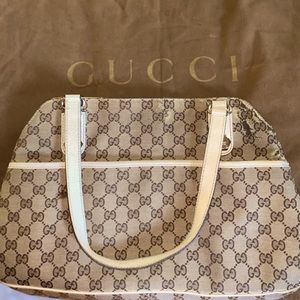 preowned authentic italy Gucci monogrammed handbag